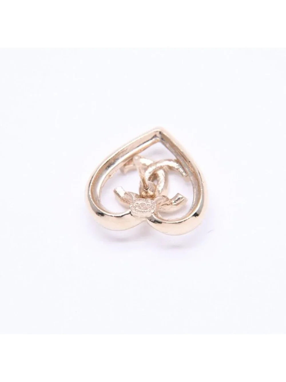 Chanel Earrings Heart CC Logo 23 Rhinestone Gold